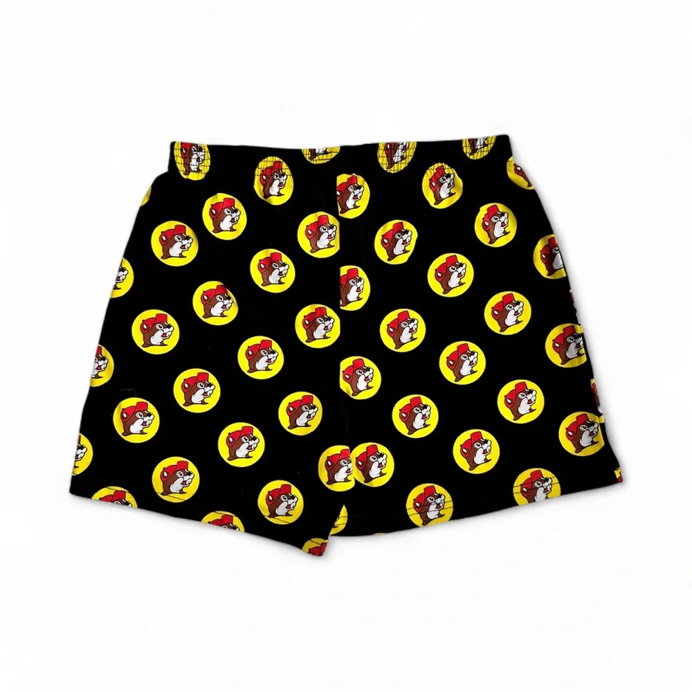 Buc-ee’s Adult Boxer Shorts Black Logo Print Unisex Sleepwear Size Small